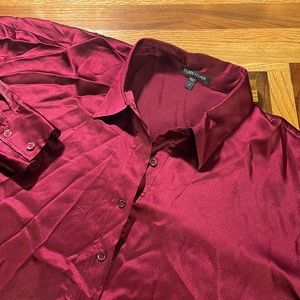 Eileen Fisher womens S Small purple 100% silk button up blouse EUC
